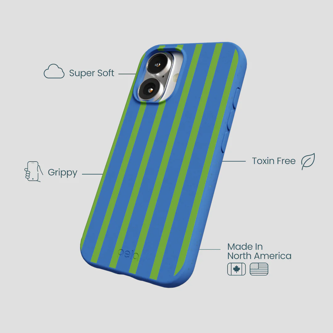 Electric Blue Earth Stripes iPhone 16 Case - Image 4