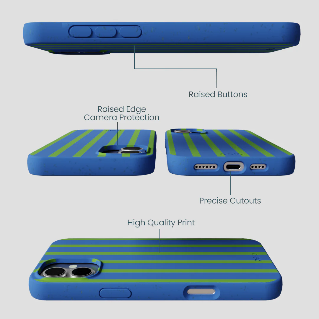 Electric Blue Earth Stripes iPhone 16 Plus Case - Image 3