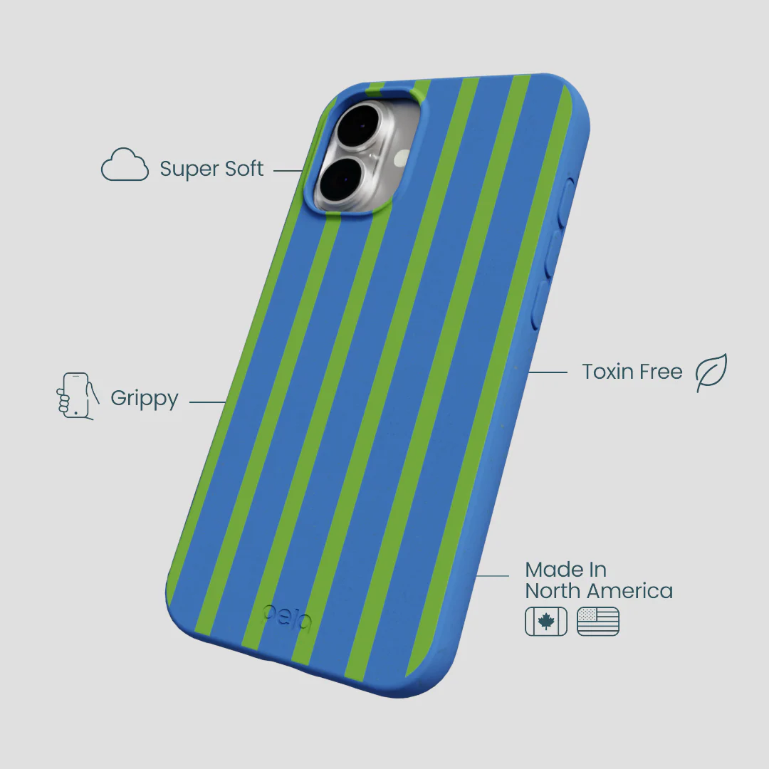 Electric Blue Earth Stripes iPhone 16 Plus Case - Image 4