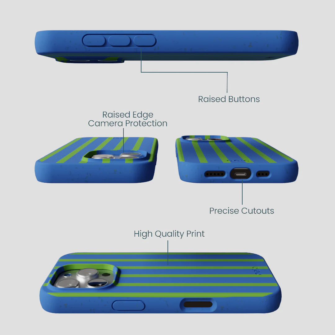 Electric Blue Earth Stripes iPhone 16 Pro Case - Image 3