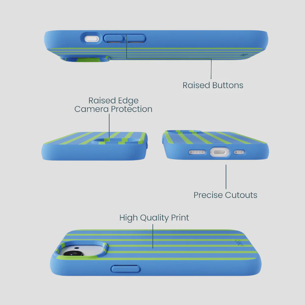 Electric Blue Earth Stripes iPhone 16e/17e Case - Image 3