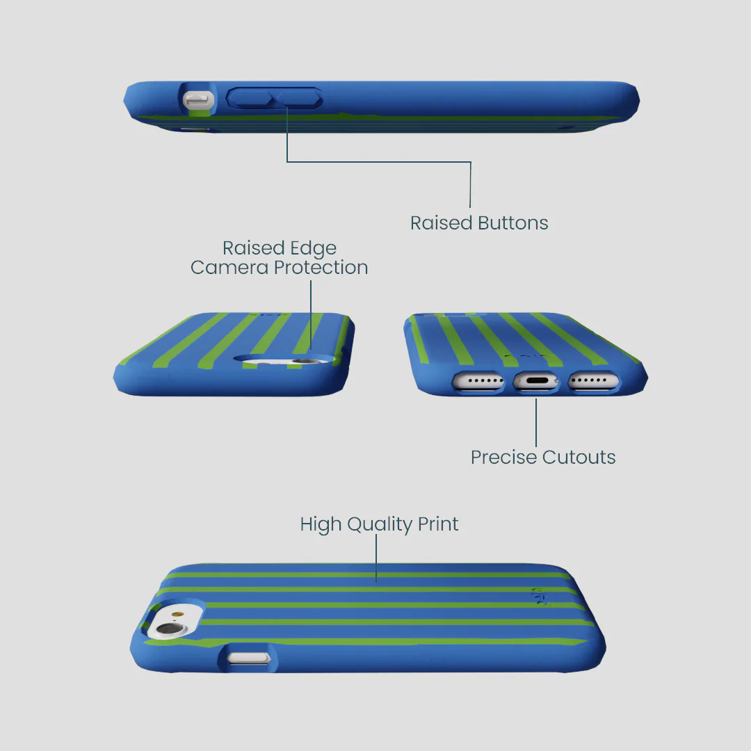 Electric Blue Earth Stripes iPhone 6/6s/7/8/SE Case - Image 3
