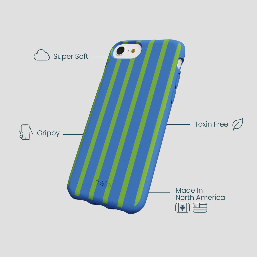 Electric Blue Earth Stripes iPhone 6/6s/7/8/SE Case - Image 4