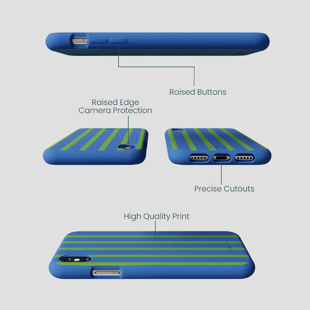 Electric Blue Earth Stripes iPhone XR Case - Image 3