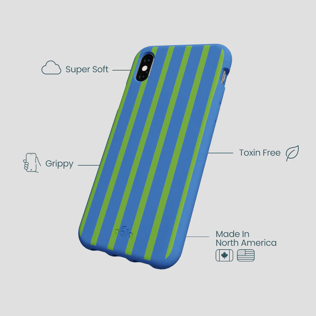 Electric Blue Earth Stripes iPhone XR Case - Image 4