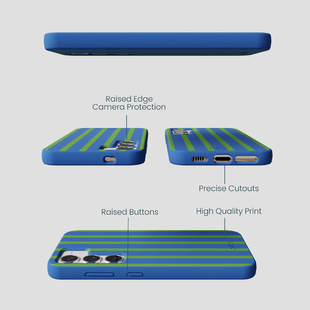 Electric Blue Earth Stripes Samsung Galaxy S24 Case - Image 3