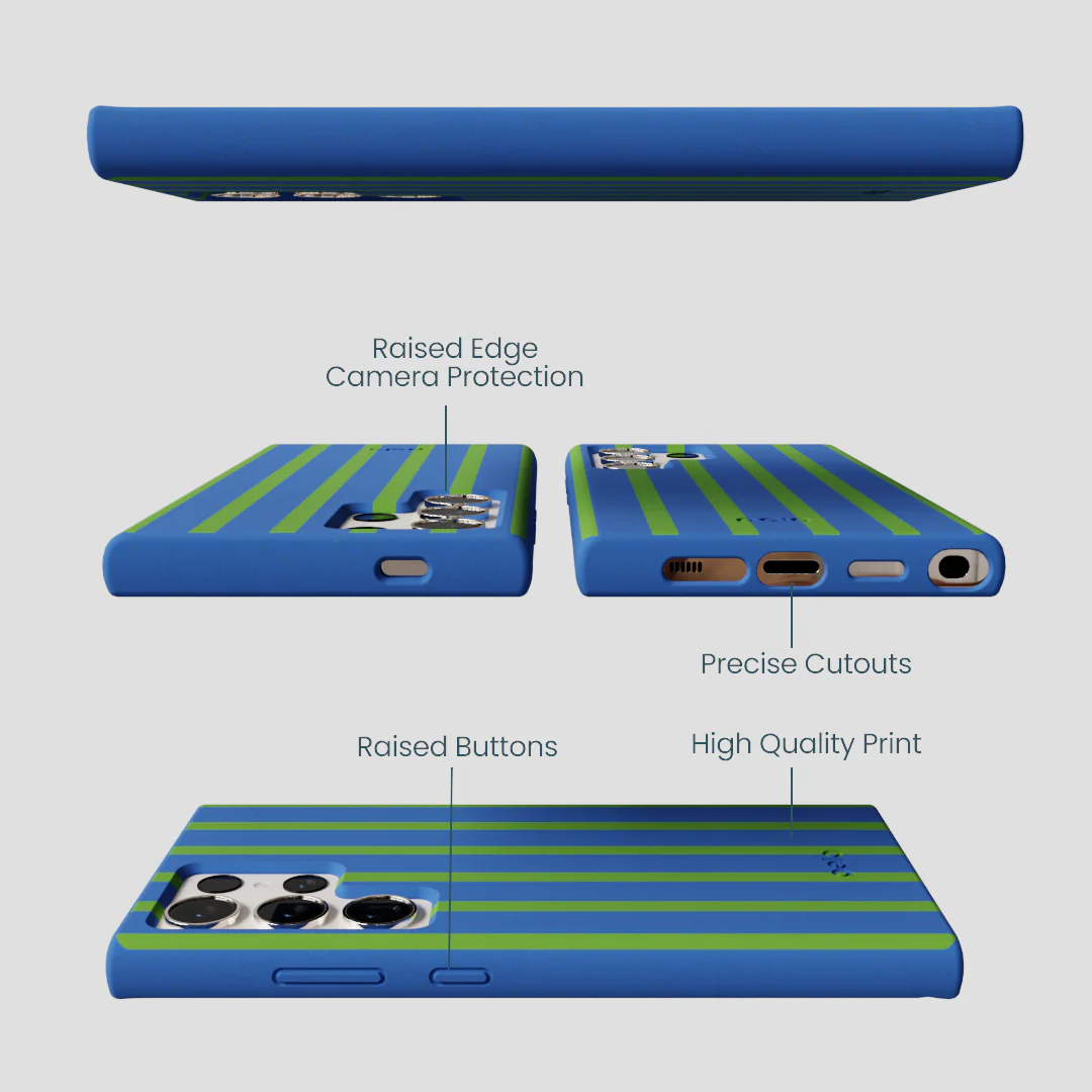 Electric Blue Earth Stripes Samsung Galaxy S24 Ultra Case - Image 3
