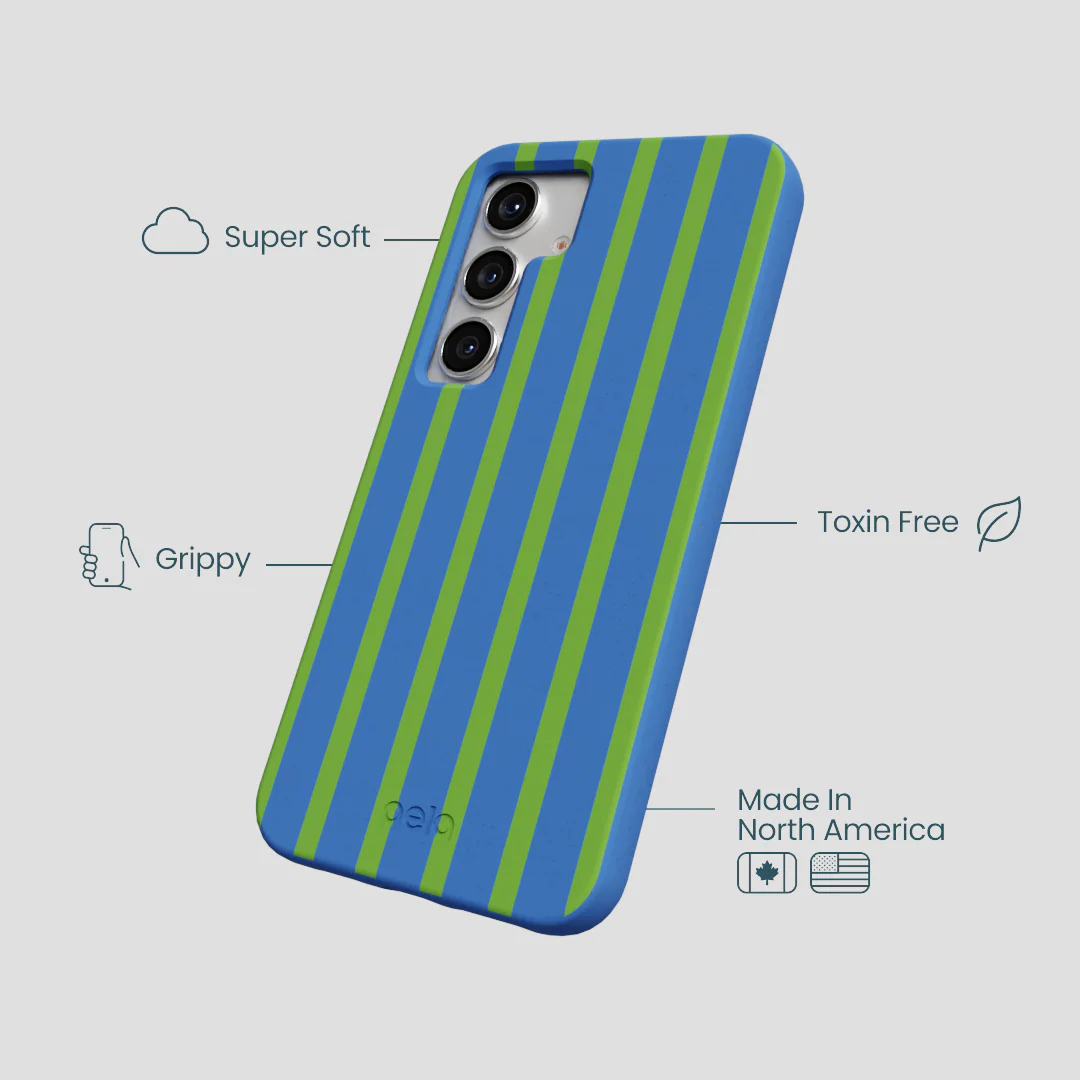 Electric Blue Earth Stripes Samsung Galaxy S25 Case - Image 4