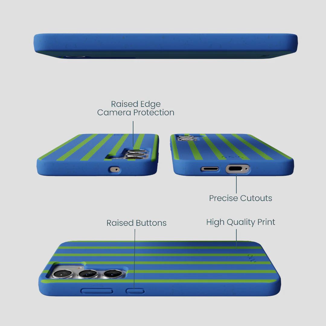 Electric Blue Earth Stripes Samsung Galaxy S25+(Plus) Case - Image 3