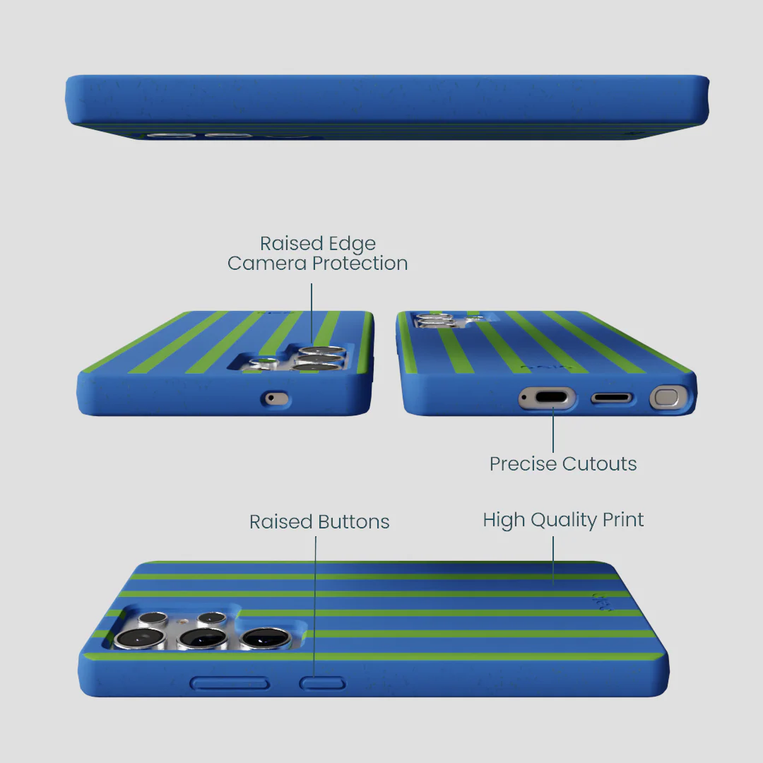 Electric Blue Earth Stripes Samsung Galaxy S25 Ultra Case - Image 3