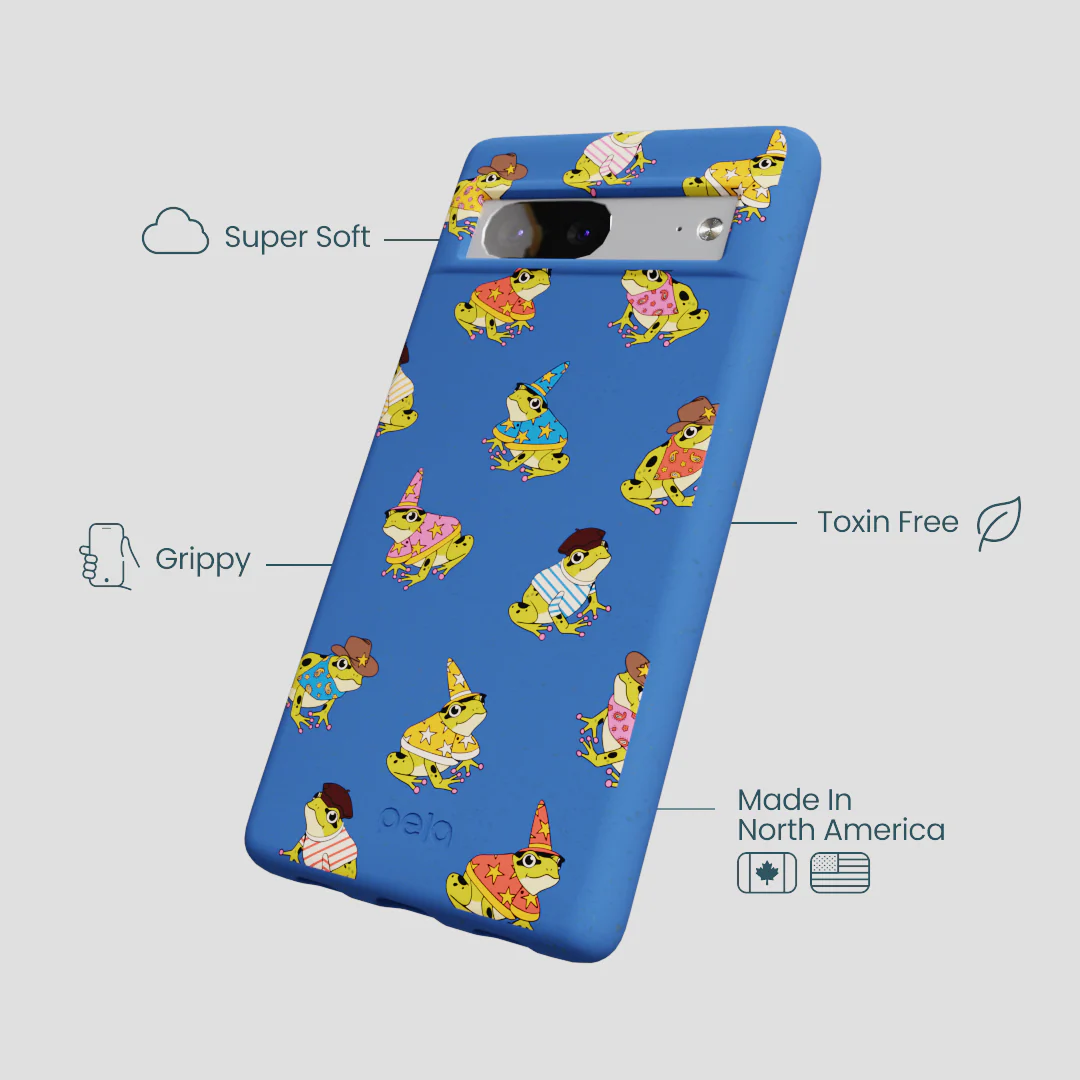 Electric Blue Fancy Frogs Google Pixel 7 Case - Image 4