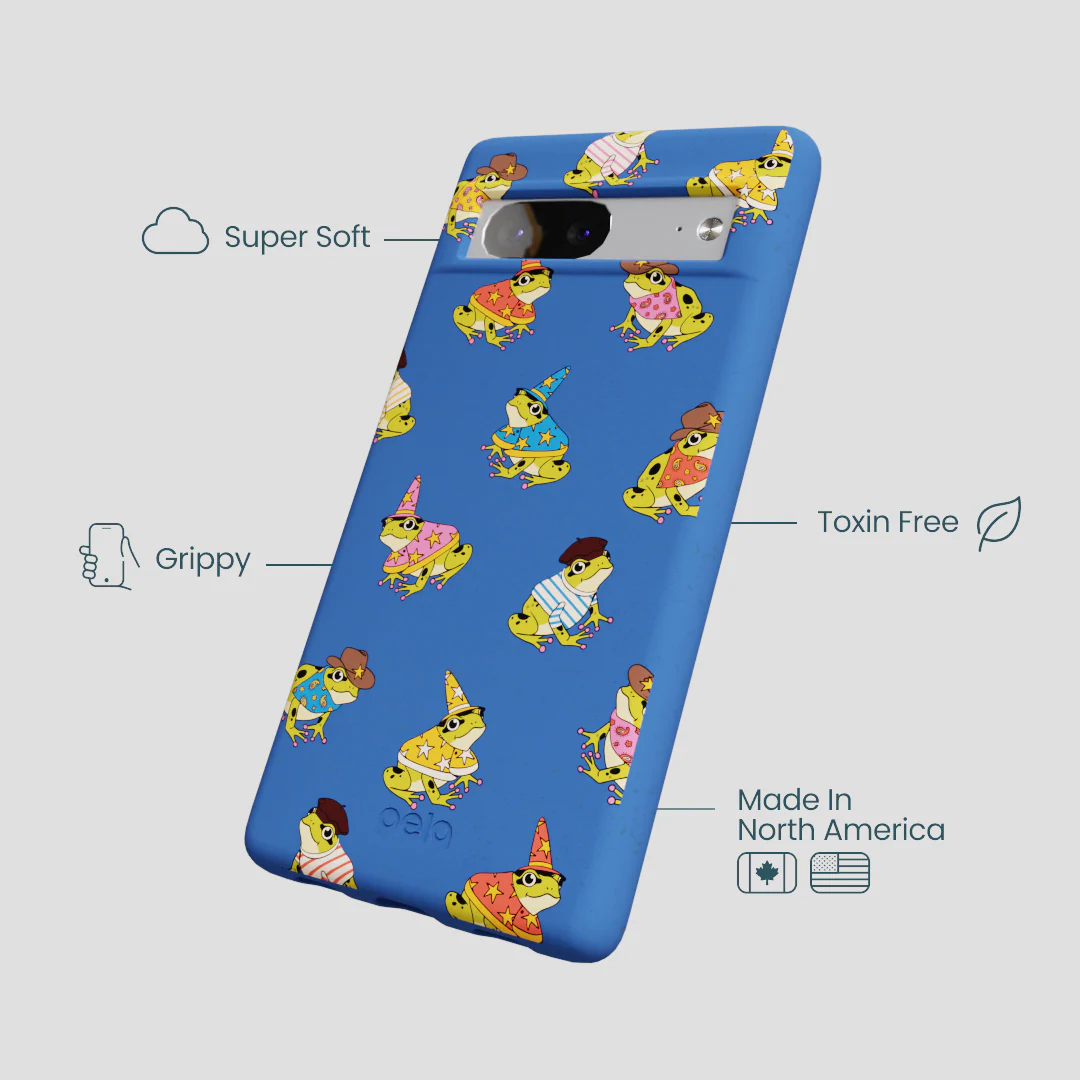 Electric Blue Fancy Frogs Google Pixel 7a Case - Image 4