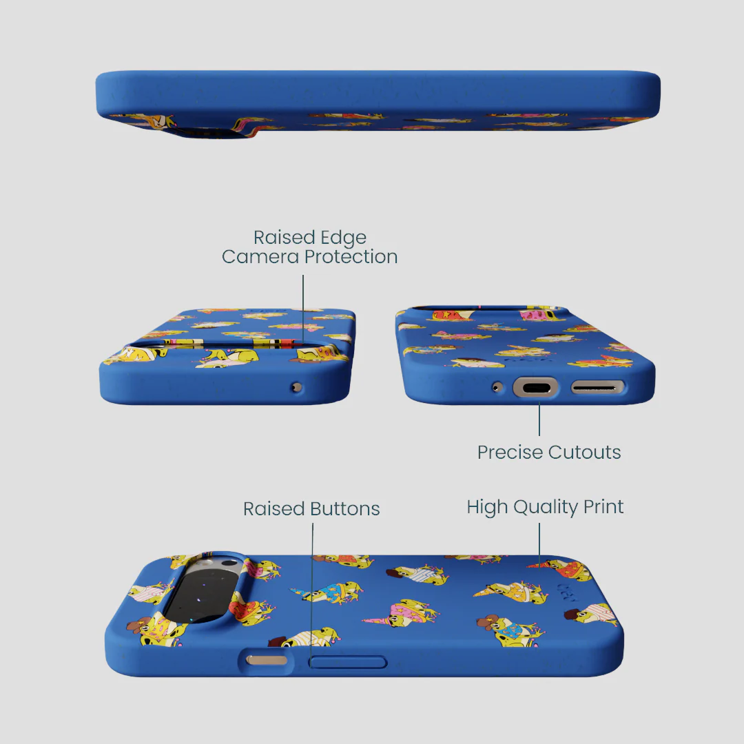 Electric Blue Fancy Frogs Google Pixel 9/9 Pro Case - Image 3