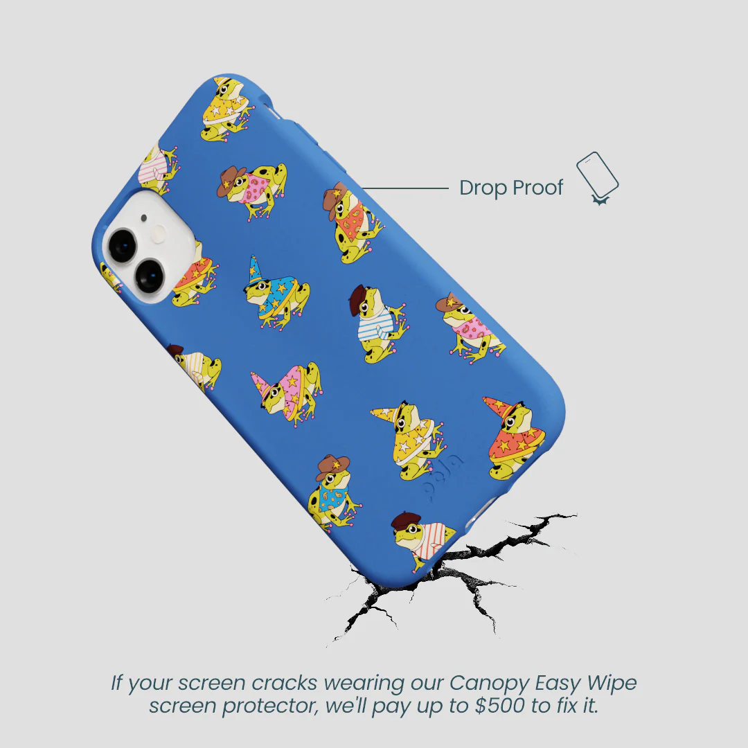 Electric Blue Fancy Frogs iPhone 11 Case - Image 5