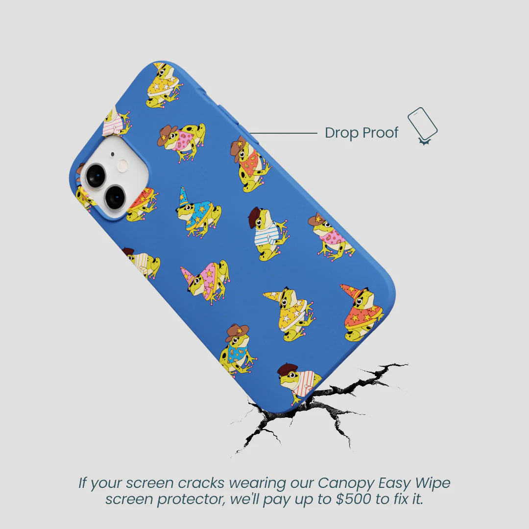 Electric Blue Fancy Frogs iPhone 12/ iPhone 12 Pro Case - Image 5