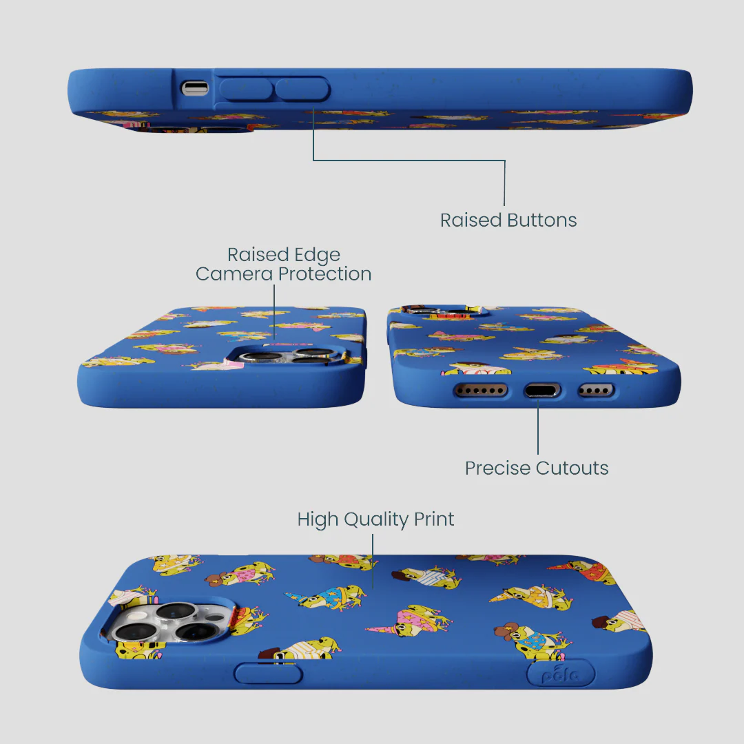 Electric Blue Fancy Frogs iPhone 12 Pro Max Case - Image 3