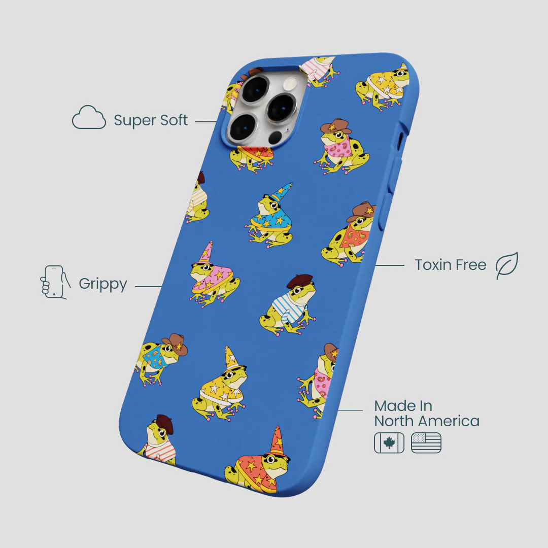 Electric Blue Fancy Frogs iPhone 12 Pro Max Case - Image 4