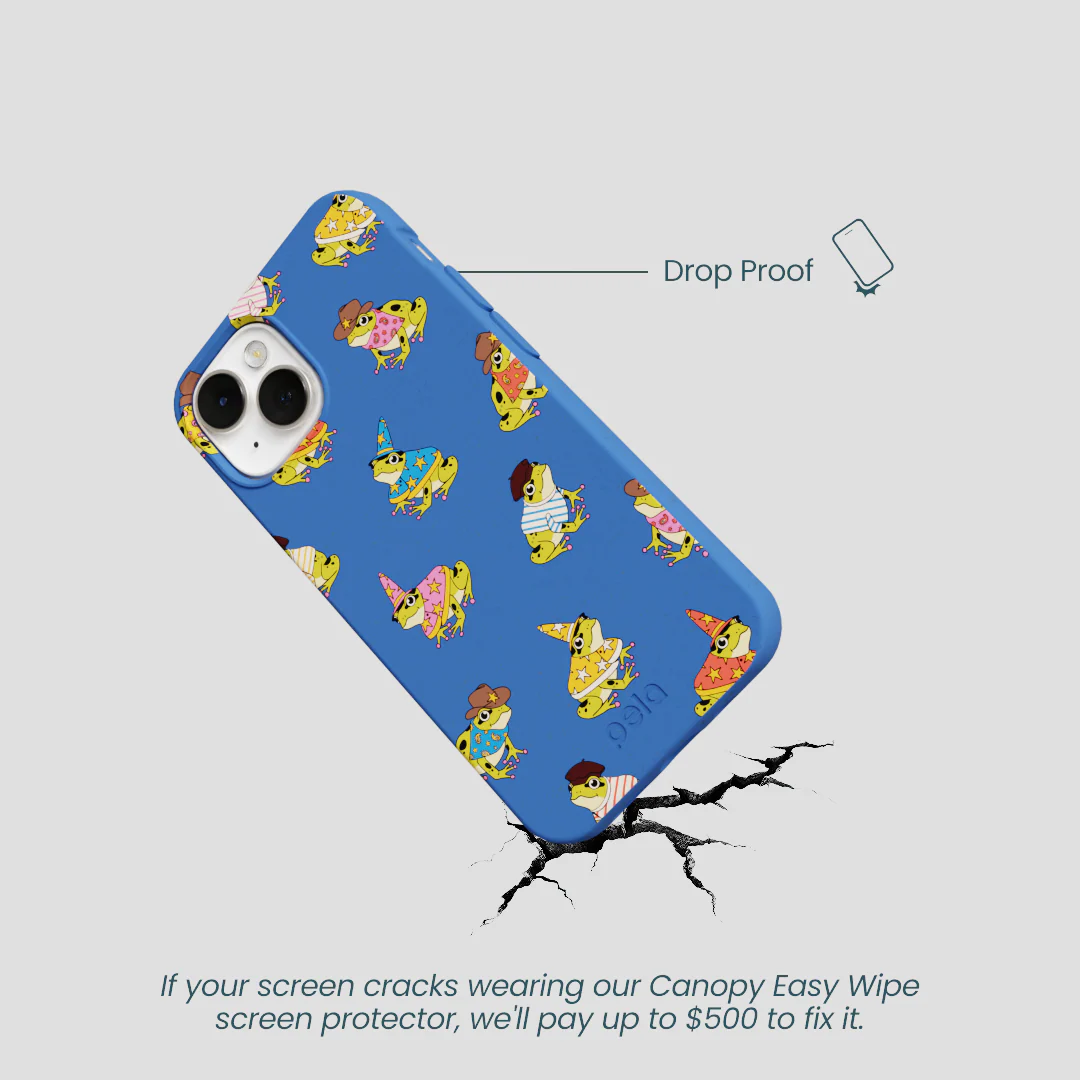 Electric Blue Fancy Frogs iPhone 13 Mini Case - Image 5
