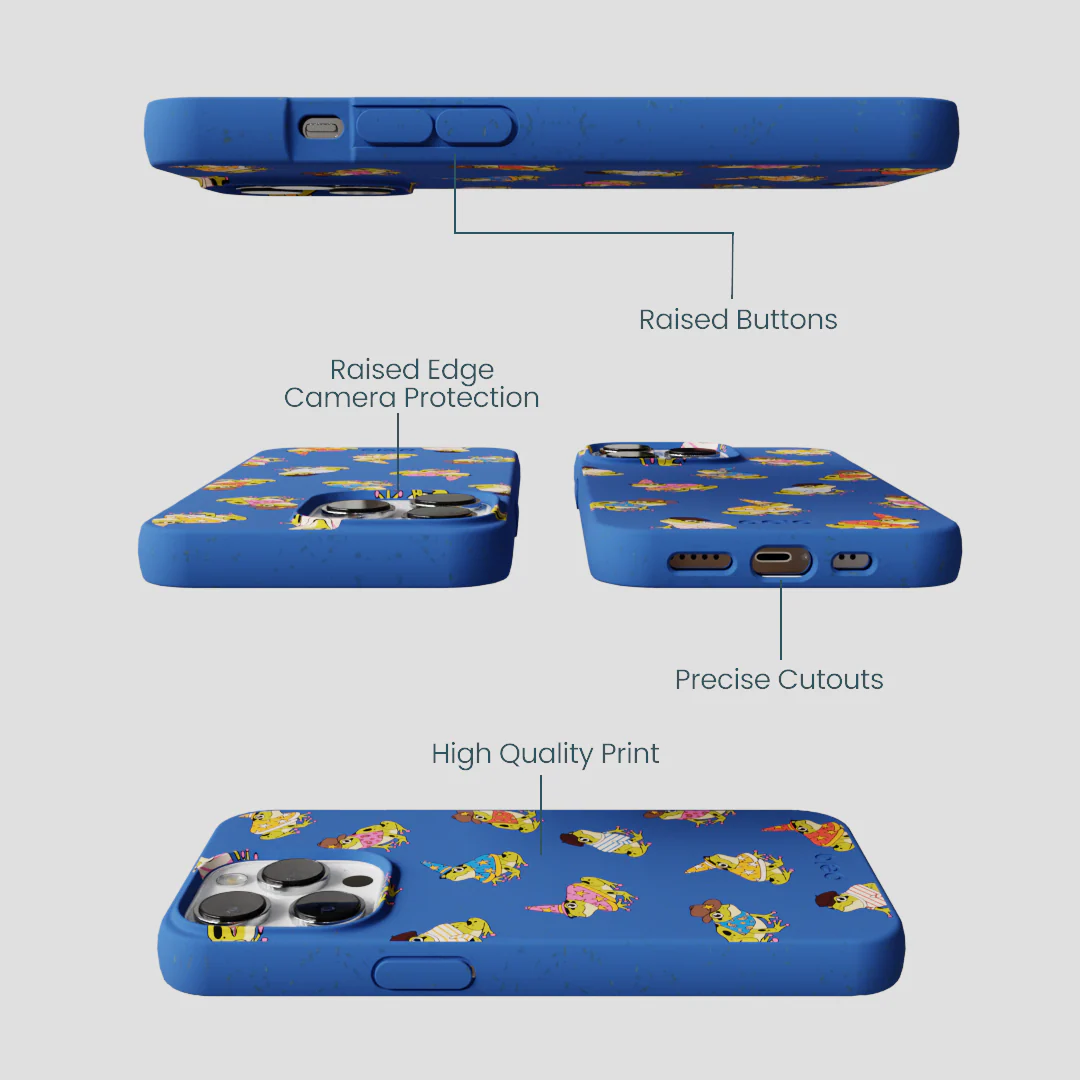 Electric Blue Fancy Frogs iPhone 13 Pro Case - Image 3