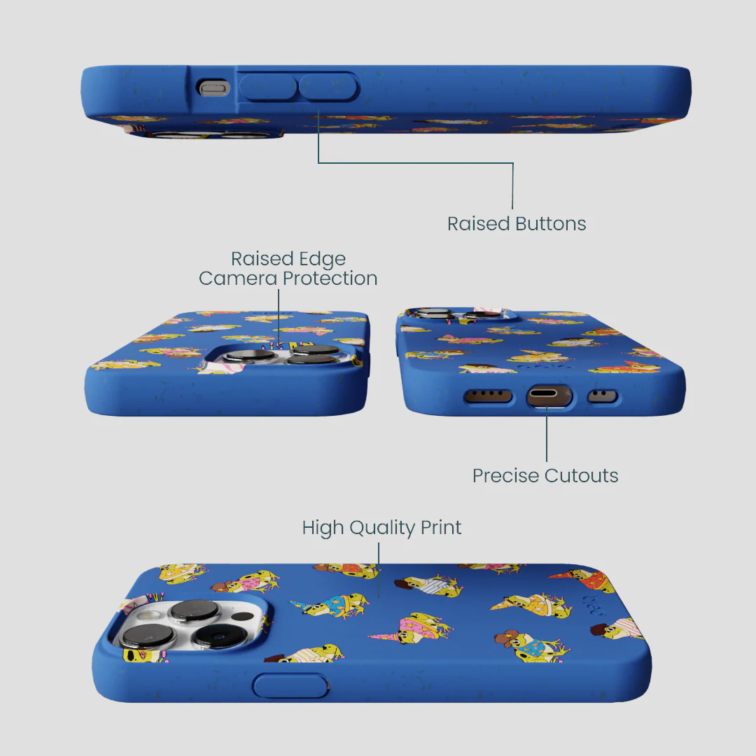 Electric Blue Fancy Frogs iPhone 13 Pro Max Case - Image 3