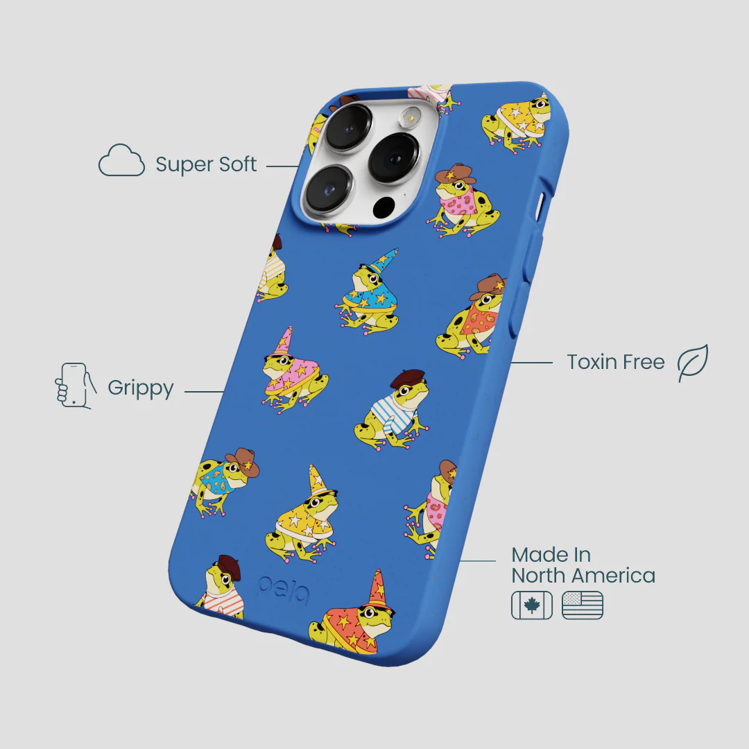 Electric Blue Fancy Frogs iPhone 13 Pro Max Case - Image 4