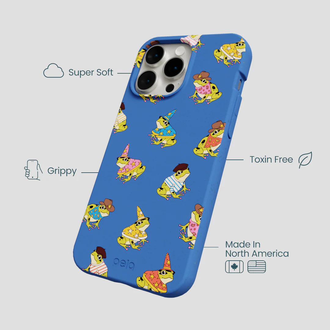 Electric Blue Fancy Frogs iPhone 14 Pro Max Case - Image 4