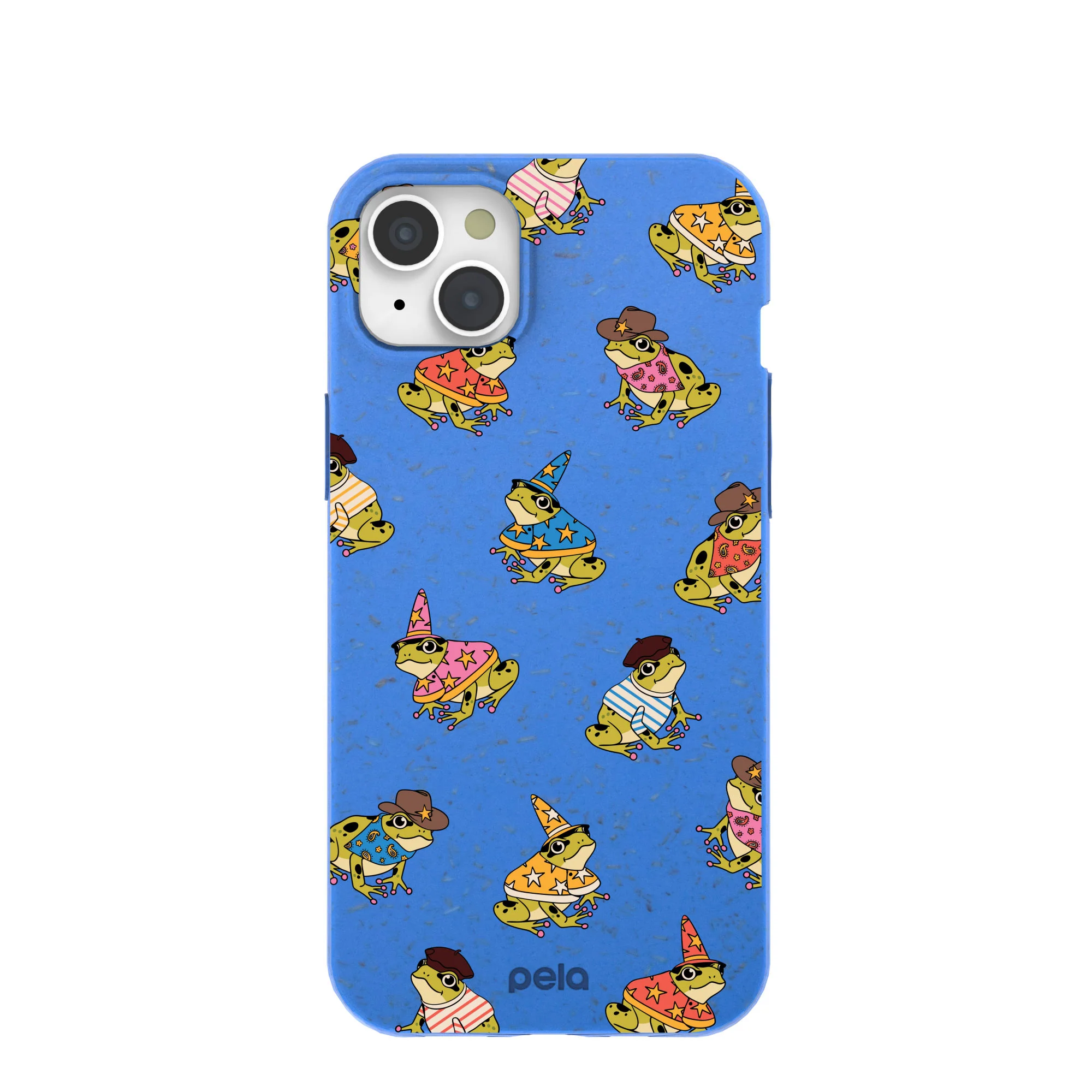 Electric Blue Fancy Frogs iPhone 15 Plus Case