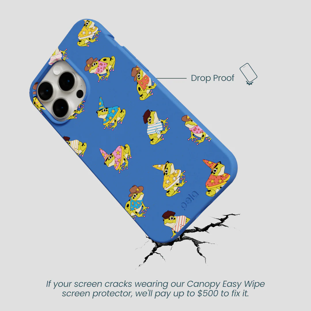Electric Blue Fancy Frogs iPhone 15 Pro Max Case - Image 5