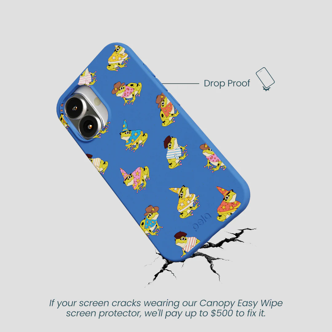 Electric Blue Fancy Frogs iPhone 16 Case - Image 5