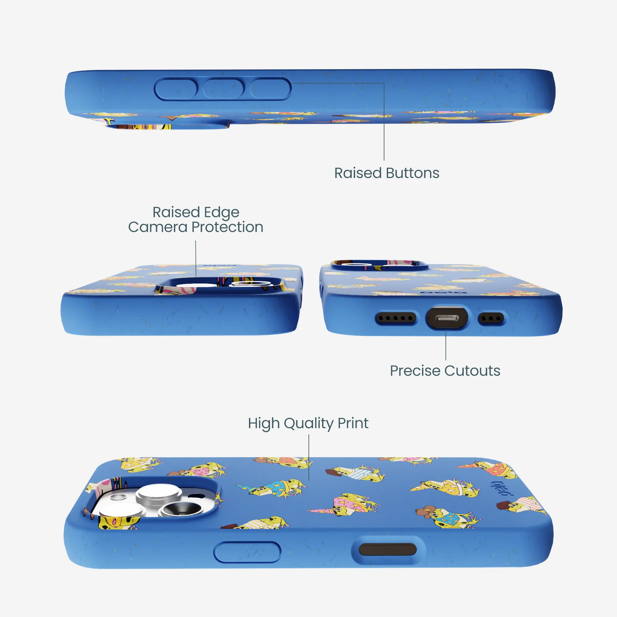 Electric Blue Fancy Frogs iPhone 16 Pro Max Case - Image 3
