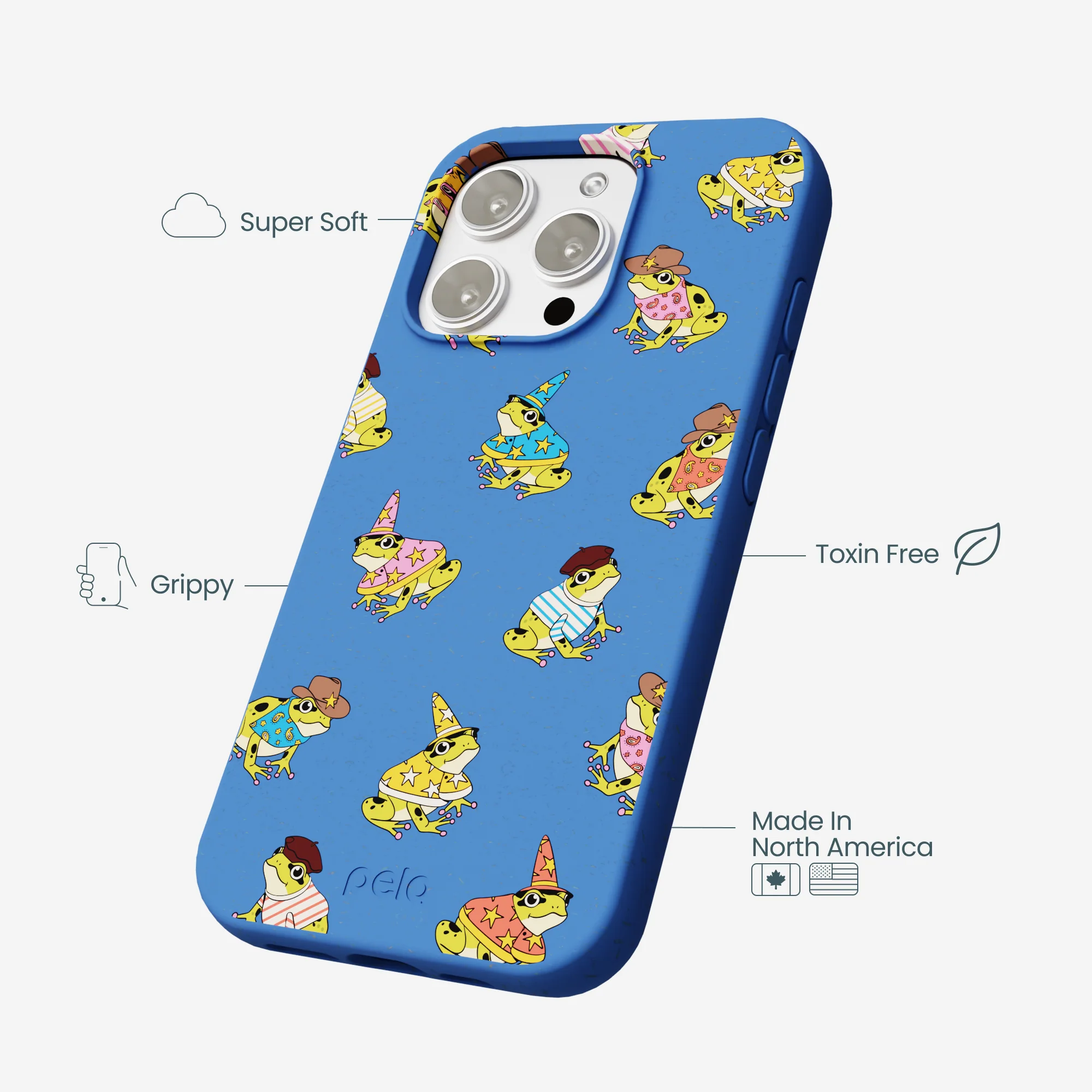 Electric Blue Fancy Frogs iPhone 16 Pro Max Case - Image 4