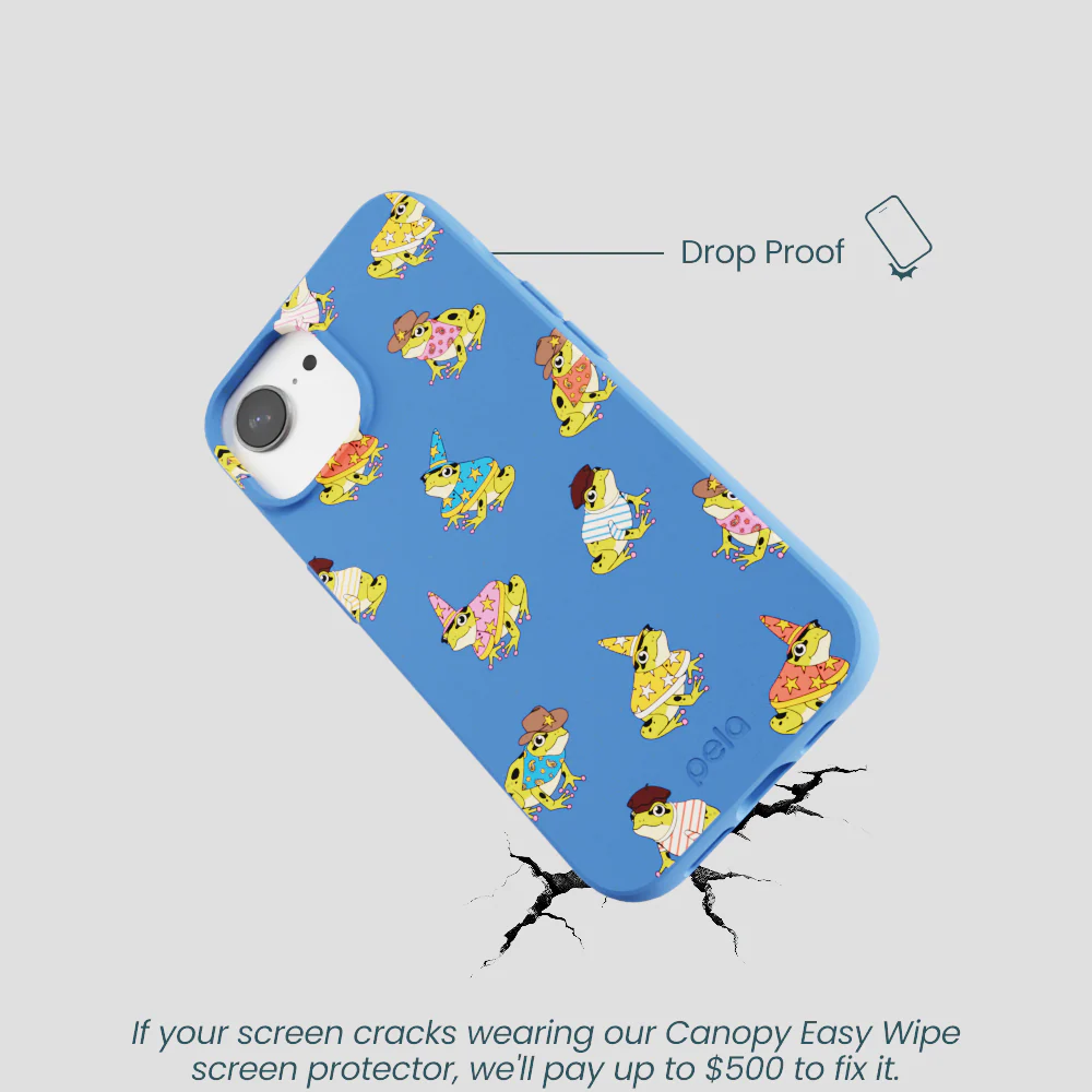 Electric Blue Fancy Frogs iPhone 16e/17e Case - Image 5