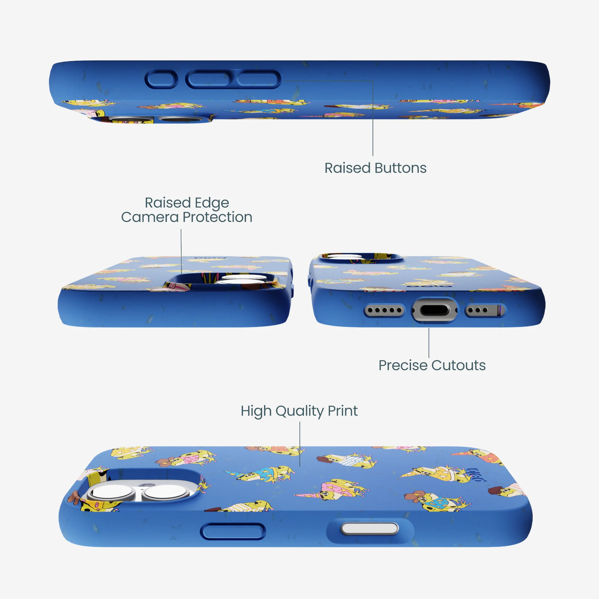 Electric Blue Fancy Frogs iPhone 17 Case - Image 3