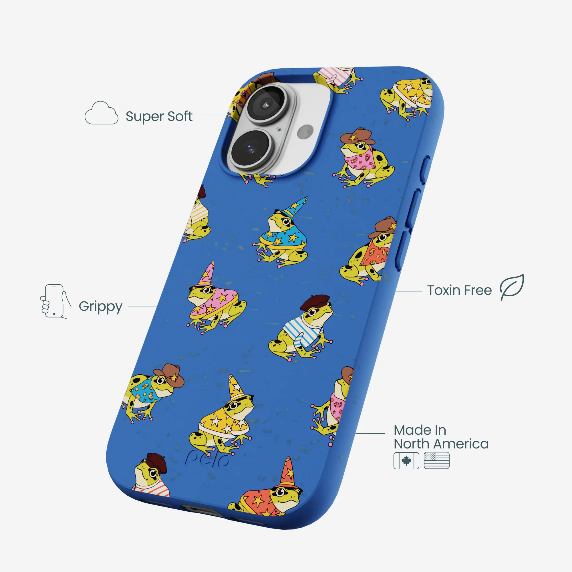 Electric Blue Fancy Frogs iPhone 17 Case - Image 4