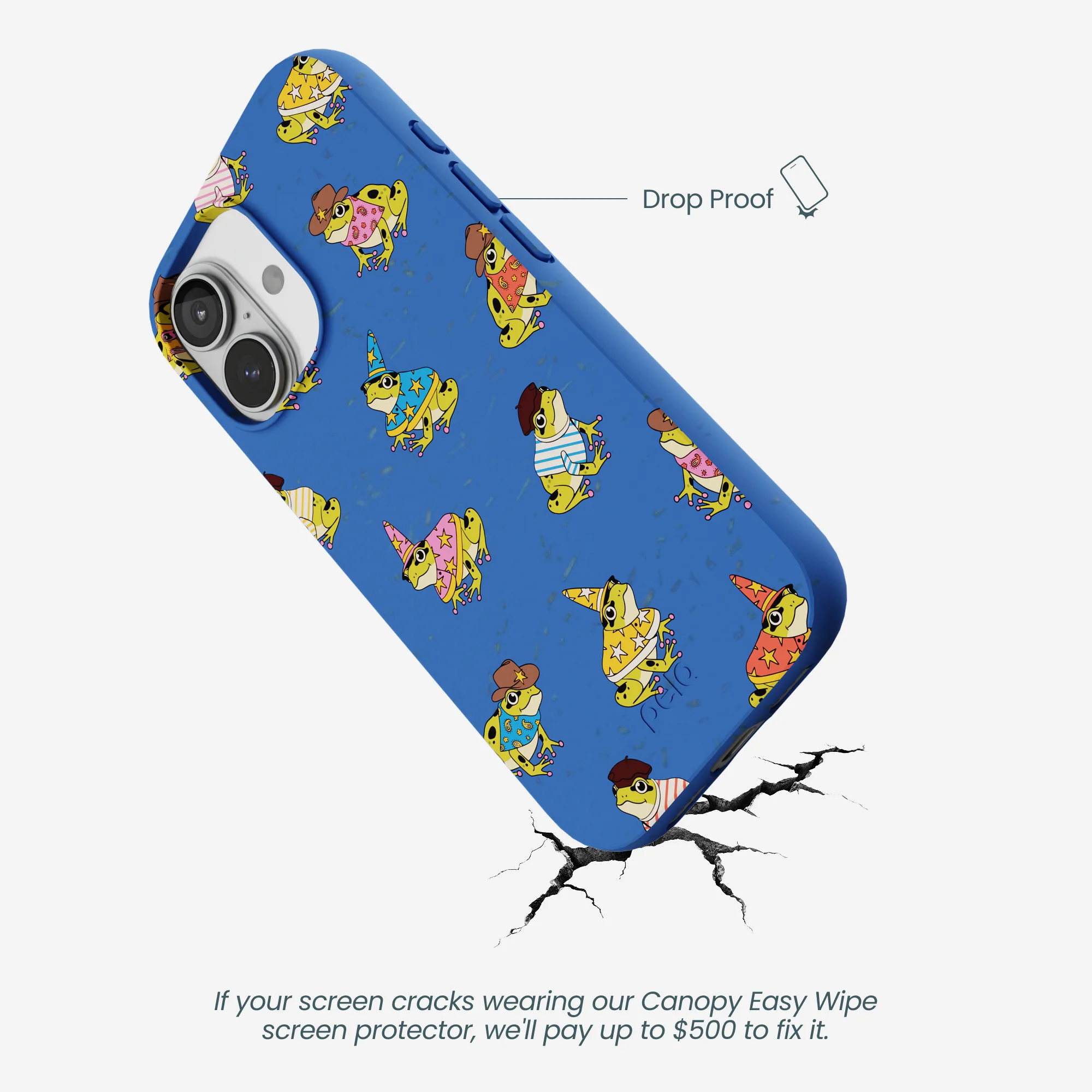 Electric Blue Fancy Frogs iPhone 17 Case - Image 5