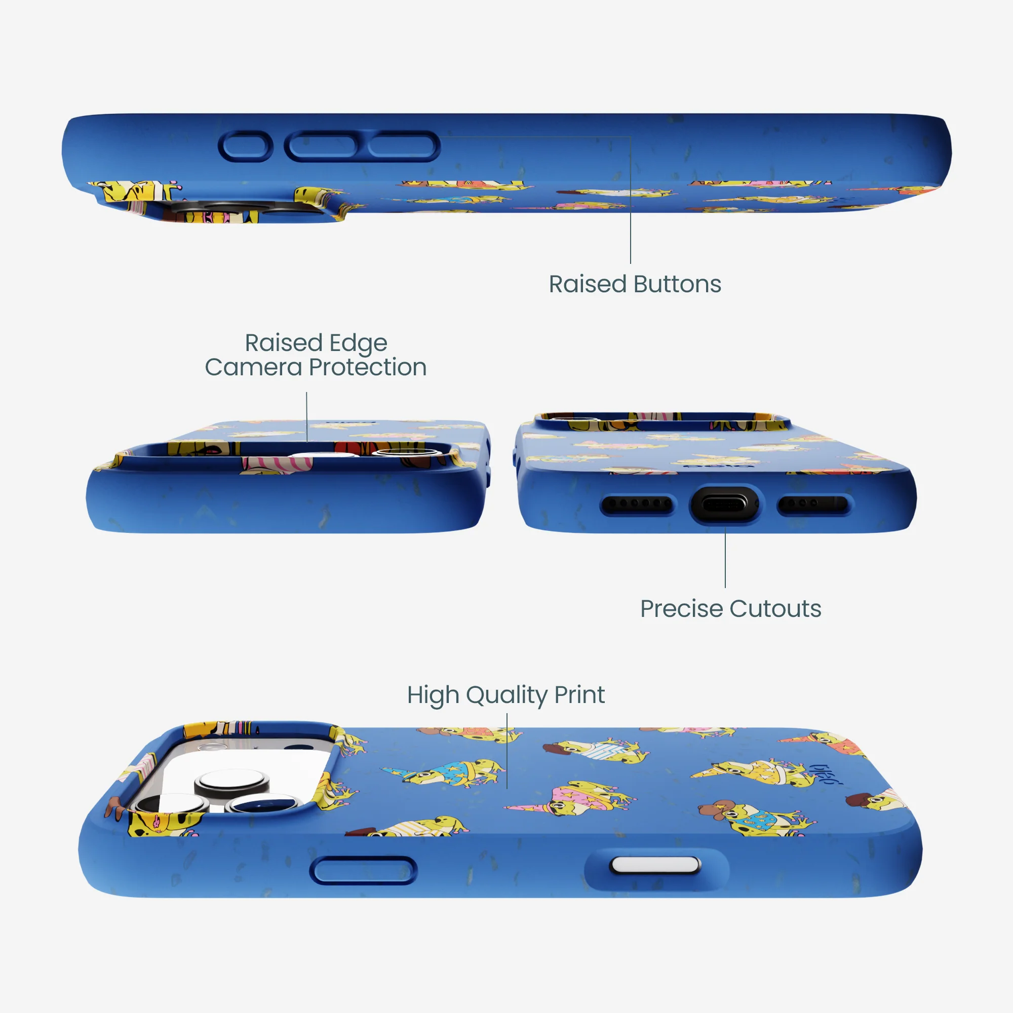 Electric Blue Fancy Frogs iPhone 17 Pro Max Case - Image 3
