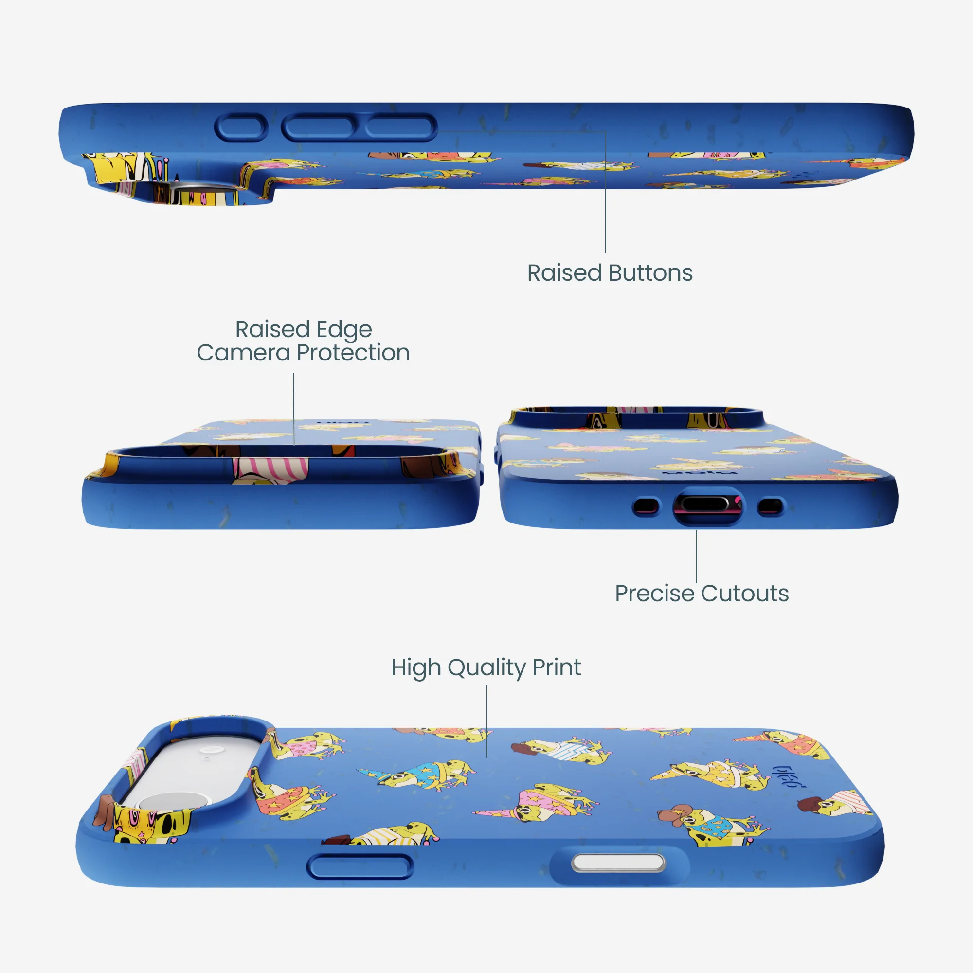 Electric Blue Fancy Frogs iPhone Air Case - Image 3