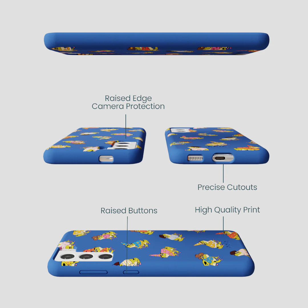 Electric Blue Fancy Frogs Samsung Galaxy S21 Case - Image 3