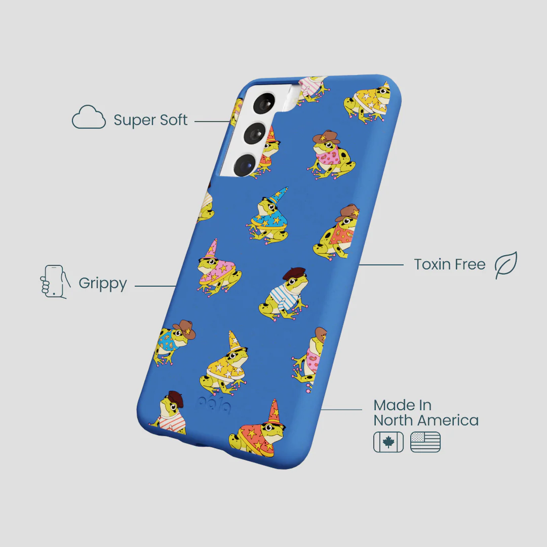 Electric Blue Fancy Frogs Samsung Galaxy S21 Case - Image 4