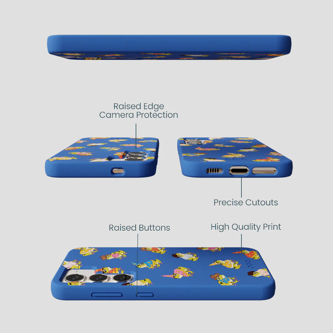 Electric Blue Fancy Frogs Samsung Galaxy S23 Case - Image 3
