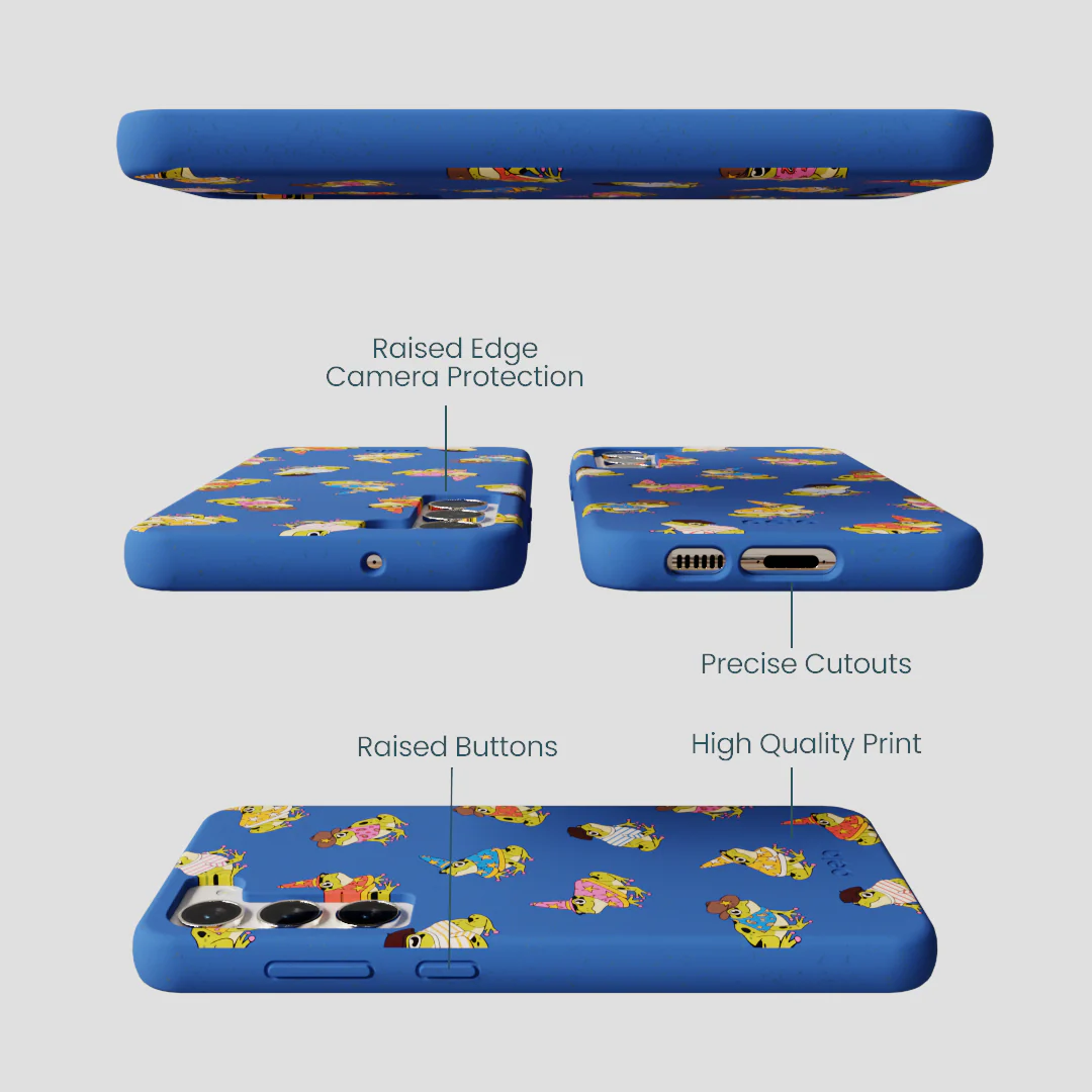 Electric Blue Fancy Frogs Samsung Galaxy S23+(Plus) Case - Image 3
