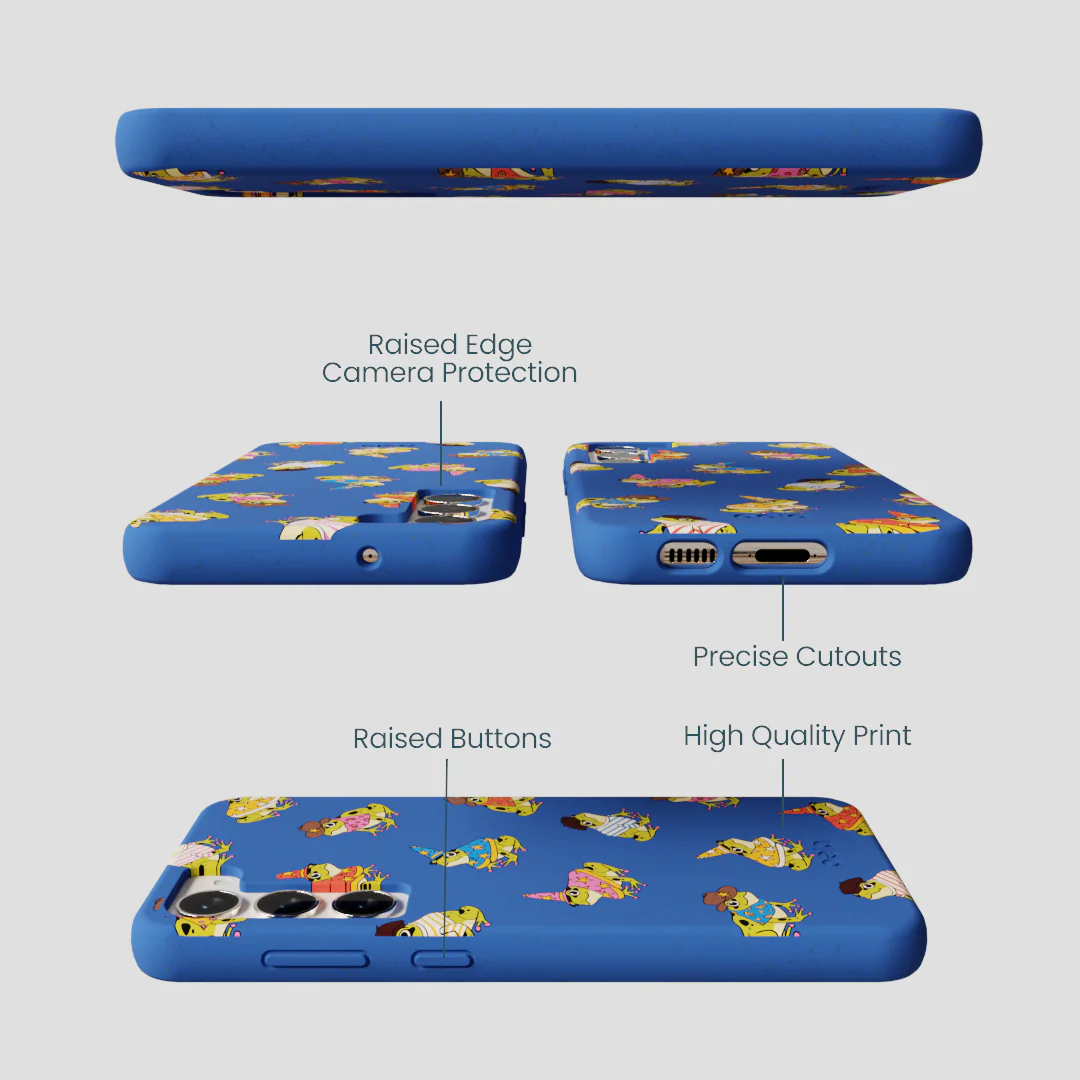 Electric Blue Fancy Frogs Samsung Galaxy S24+(Plus) Case - Image 3