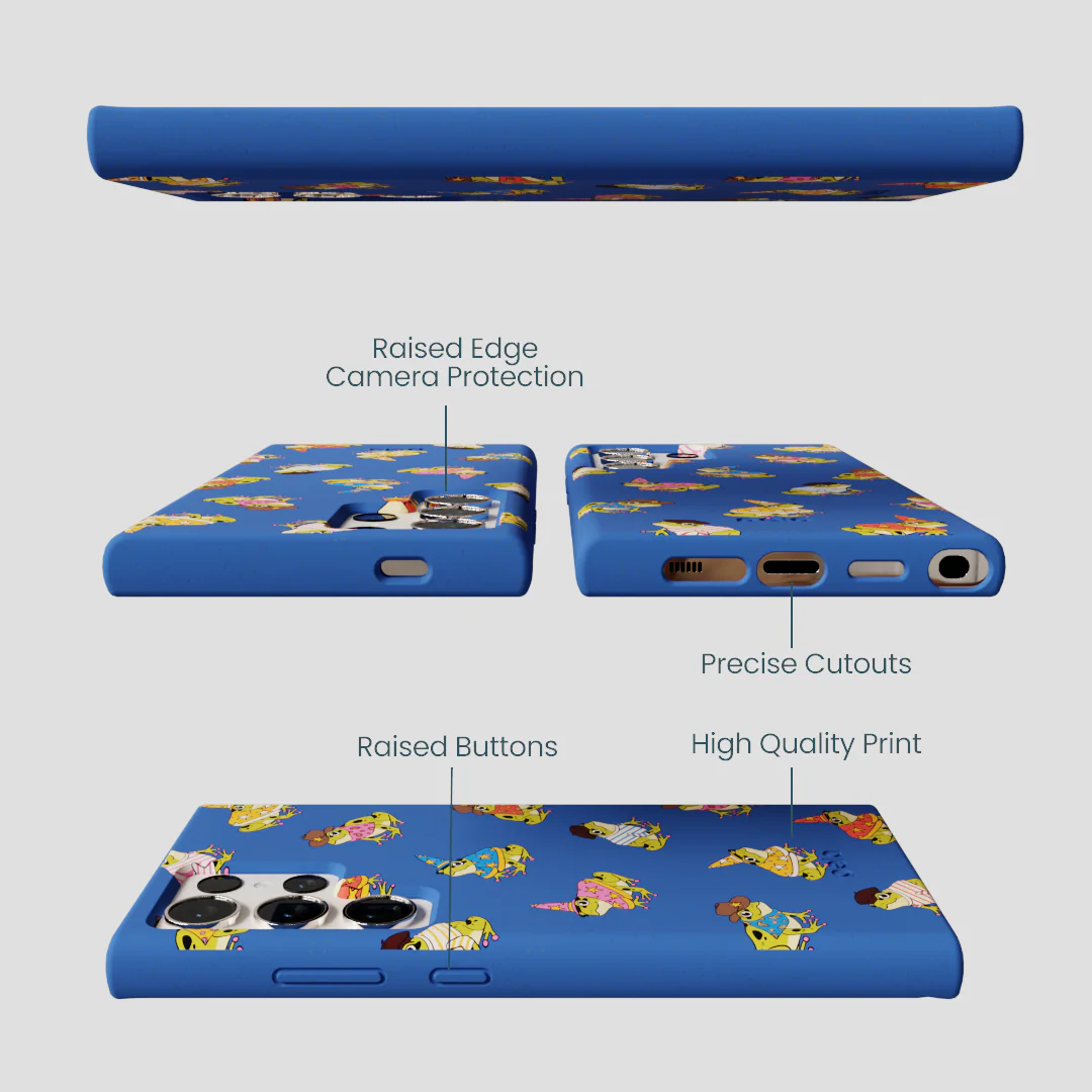 Electric Blue Fancy Frogs Samsung Galaxy S24 Ultra Case - Image 3