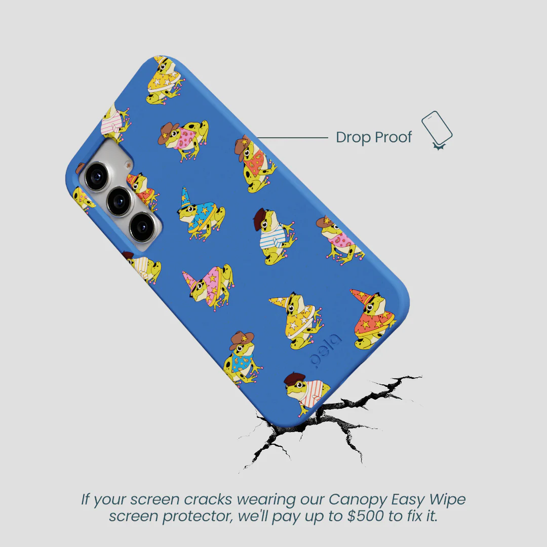 Electric Blue Fancy Frogs Samsung Galaxy S25 Case - Image 5
