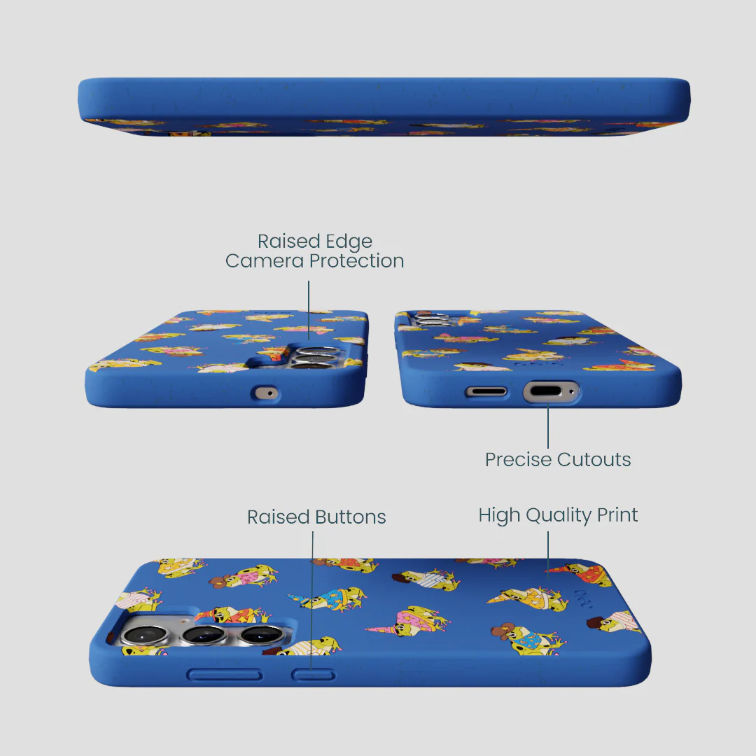 Electric Blue Fancy Frogs Samsung Galaxy S25+(Plus) Case - Image 3