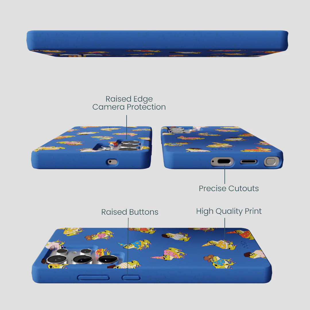 Electric Blue Fancy Frogs Samsung Galaxy S25 Ultra Case - Image 3