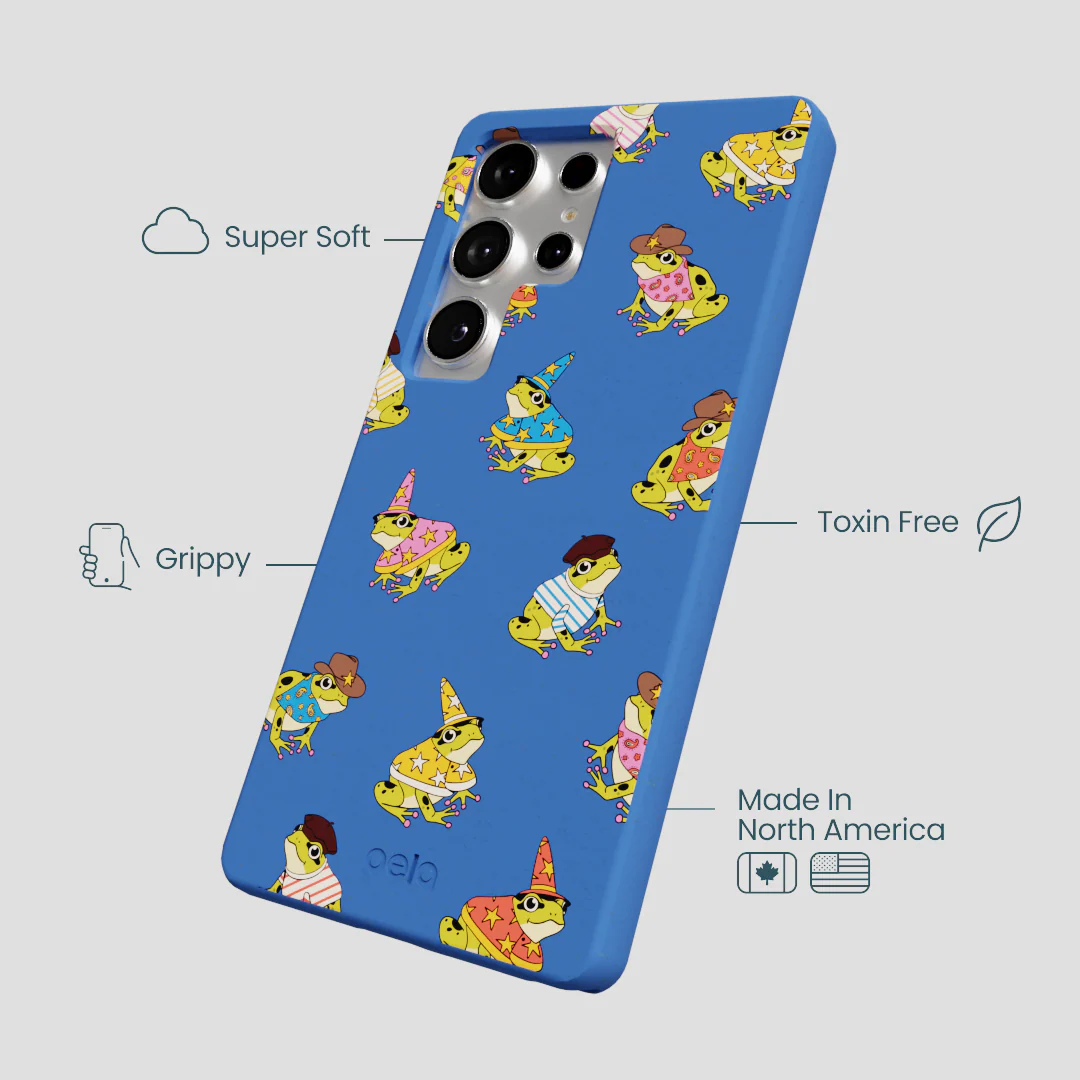 Electric Blue Fancy Frogs Samsung Galaxy S25 Ultra Case - Image 4