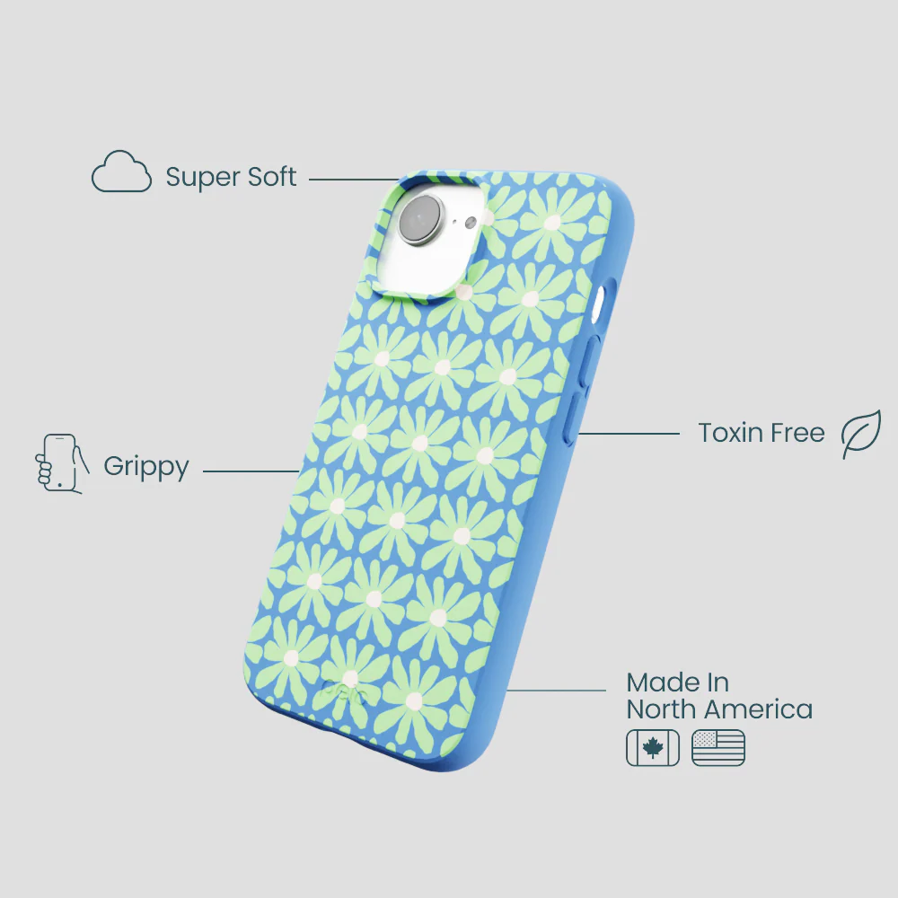 Electric Blue Flower Child iPhone 16e/17e Case - Image 4
