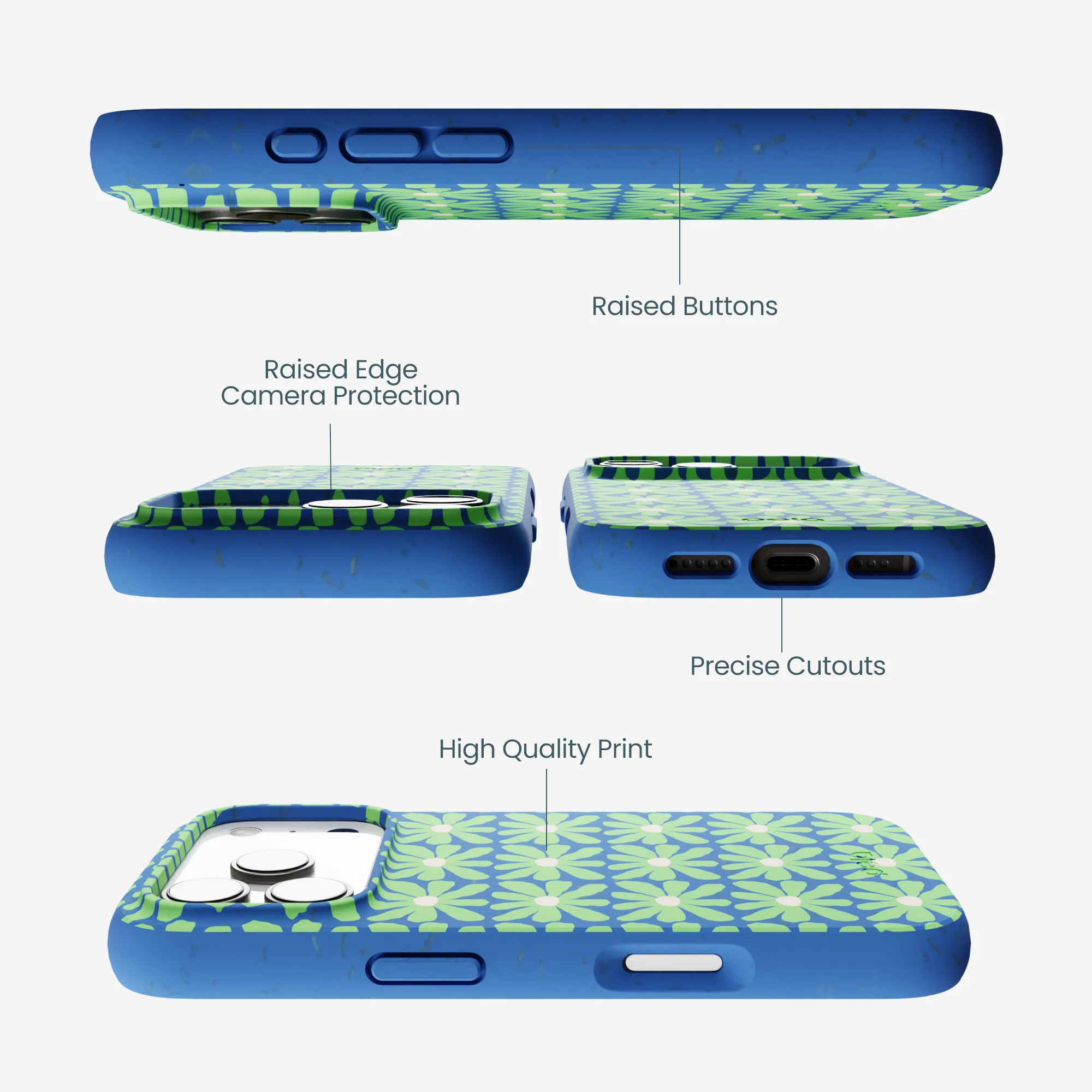 Electric Blue Flower Child iPhone 17 Pro Case - Image 3
