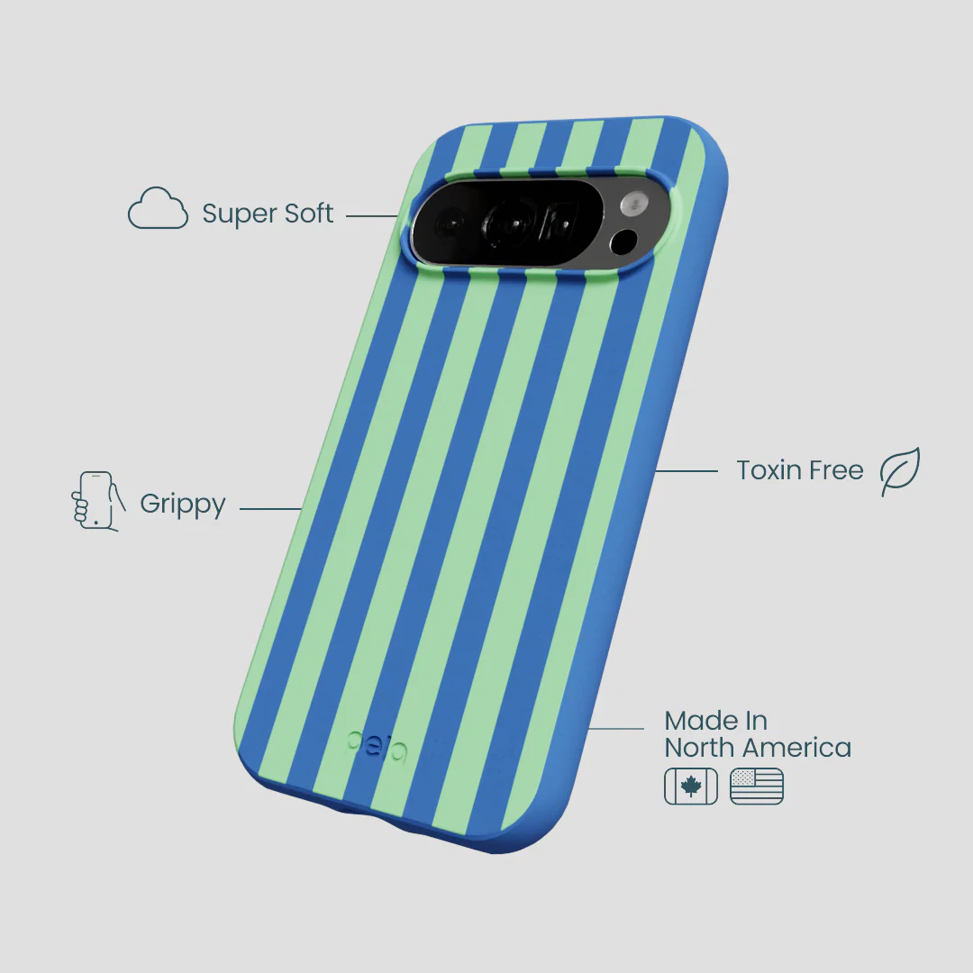 Electric Blue Fresh Green Stripes Google Pixel 10/10 Pro Case - Image 4